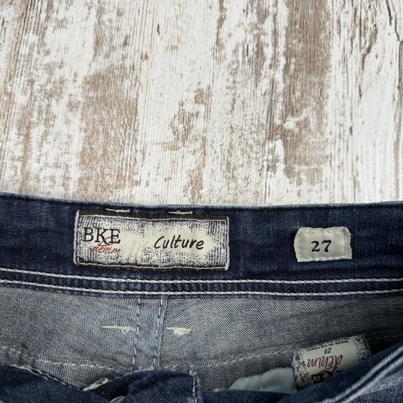 BKE Denim Culture Cut Off Jean Shorts Womens Size 27 Thick Stitch Stretch Blue - Picture 2 of 7